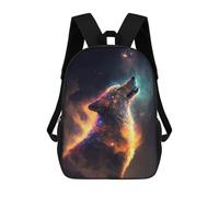 sinyumoney Lone Wolf in Space Zaino Scolastico Alla Moda Per Studenti, Adatto A Ragazzi E Ragazze, Ideale Per Viaggi All'aperto E Attività Ricreative. 17inch