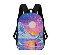 sinyumoney Lonely Penguin Sunset Zaino Scolastico Per Bambini, Borsa Scolastica Stampata in 3D Per Ragazzi, Studenti Delle Scuole Elementari E Medie 17inch