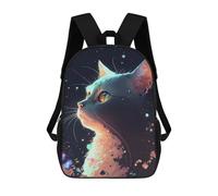 sinyumoney Lupine Gaze Zaino scolastico per bambini con stampa 3D, ideale per viaggi e letture, per ragazzi e studenti elementari, Cat In The Stars, 17"