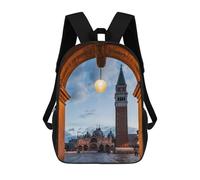 sinyumoney Madrid Majesty - Zaino per bambini, stampa 3D, borsa da scuola per ragazzi e ragazze, zaino alla moda e casual, Dawn At Piazza San Marco, 17"