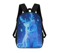sinyumoney Magical Blue Cat Snow Zaino Scolastico Zaino Per Bambini Borsa Scolastica Di Grande Capacità Zaino Per Bambini Per La Scuola Zaino 3D Borsa Per Libri Regali Per Bambini 17inch