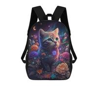 sinyumoney Magical Celestial Cat Garden Zaino Per Bambini Zaino Divertente E Alla Moda Borsa Per Libri Per Ragazzi E Adolescenti Borse Scolastiche Stampate in 3D Per Ragazzi 17inch