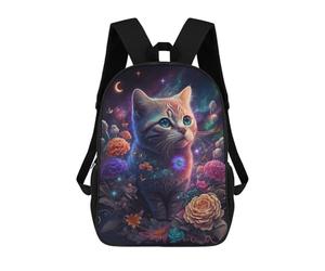 sinyumoney Magical Celestial Cat Garden Zaino Per Bambini Zaino Divertente E Alla Moda Borsa Per Libri Per Ragazzi E Adolescenti Borse Scolastiche Stampate in 3D Per Ragazzi 17inch