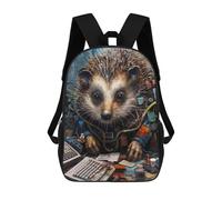 sinyumoney Magical Fox - Zaino per bambini con stampa 3D, per studenti delle scuole elementari e medie, regalo di compleanno per adolescenti, Porcupine in A Tech Lab, 17"