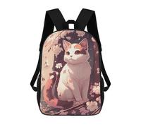 sinyumoney Magical Mushroom Meditation Zaino Scuola Stampato 3D Per Ragazzi E Ragazze Zaino Per Computer Portatile Per Bambini/Studenti/Adulti, Cherry Blossom Cat-8, 17"