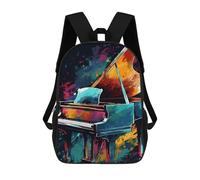 sinyumoney Magical Owl Artwork Zaino Scuola Stampato 3D Per Bambini, Zaino Da Viaggio, Borsa Alla Moda E Casual Per Studenti, Colorful Grand Piano Art, 17"