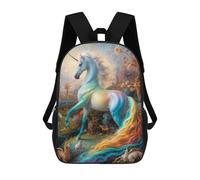 sinyumoney Majestic Phoenix - Zaino scolastico per adolescenti, con stampa 3D, regolabile, con tasche alla moda, per bambini, ragazzi, ragazze, studenti e adolescenti, Unicorn Safari, 17"