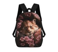 sinyumoney Majestic Phoenix - Zaino scolastico per adolescenti, con stampa 3D, regolabile, con tasche alla moda, per bambini, ragazzi, ragazze, studenti e adolescenti, Cute Leone Cub Sleeping, 17"