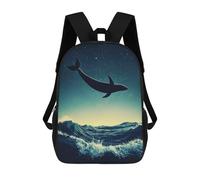 sinyumoney Majestic Phoenix - Zaino scolastico per adolescenti, con stampa 3D, regolabile, con tasche alla moda, per bambini, ragazzi, ragazze, studenti e adolescenti, Whale In The Starry Sky, 17"