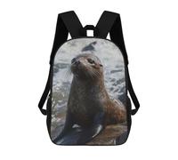sinyumoney Majestic Red Deer Stag Zaini da 17 pollici per bambini, Borse da scuola stampate 3D per studenti delle scuole elementari e del college, ragazzi e ragazze, Sea Lion On Rocks, 17"