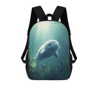 sinyumoney Majestic Red Deer Stag Zaini da 17 pollici per bambini, Borse da scuola stampate 3D per studenti delle scuole elementari e del college, ragazzi e ragazze, Cute Baby Dugong Whale, 17"