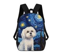 sinyumoney Maltese Dog Starry Night Zaini Stampati in 3D, Borsa Scolastica Casual Per Bambini, Borsa Scolastica Alla Moda Per Ragazzi, Studenti Delle Scuole Medie 17inch