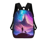 sinyumoney Man And Dog on Mountain Zaino Scolastico Per Bambini Da 17 Pollici, Zaino Casual Da Viaggio Per Ragazzi E Ragazze, Zaino Da Giorno Di Grande Capacità 17inch