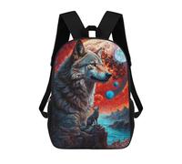 sinyumoney Many Moons Lone Wolf Zaini Casual Per Bambini, Borse Scolastiche Per Ragazzi E Ragazze, Zaini Per Libri, Zaini 17inch