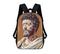 sinyumoney Marcus Aurelius Low Poly Zaino Scolastico Stampato in 3D Zaino Scolastico Per Bambini Zaini Scolastici Zaini Da Viaggio Borsa Casual Alla Moda Per Bambini Studenti Scolastici 17inch