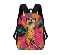 sinyumoney Meerkat Dancing on Vinyl Funky Wildlife Wall Decor Zaini Per Bambini, Zaini Scolastici Personalizzati 3D Per Ragazzi E Ragazze, Zaini Scolastici Grandi, Zaini Casual Da Giorno 17inch