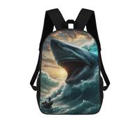 sinyumoney Megalodon Attack Zaino Scolastico Stampato in 3D Per Bambini, Zaino Scolastico Casual Alla Moda Per Bambini Studenti 17inch