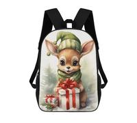 sinyumoney Merry Tiny Deer Xmas Zaino Scolastico Per Bambini, Stampato in 3D, Borsa Scolastica Alla Moda, Borsa Scolastica Casual Per Ragazzi, Studenti Delle Scuole Elementari E Medie 17inch