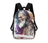 sinyumoney Mexican Girl Carnival - Zaini per bambini con stampa 3D, alla moda, graziose borse da viaggio, per il tempo libero, per ragazzi e ragazze, Saint Benedict Of Nursia, 17"