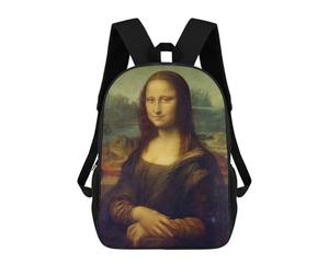 sinyumoney Mona Lisa Portrait Zaino Scolastico Per Bambini, Borsa Scolastica Stampata in 3D Per Ragazzi, Studenti Delle Scuole Elementari E Medie 17inch