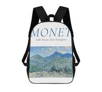 sinyumoney Monet Valle Buona Nature Zaino Scolastico Per Bambini Stampato in 3D, Zaini Da Viaggio Ad Alta Capacità, Borse Per Libri, Zaini Scolastici Per Bambini 17inch