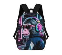 sinyumoney Monkey Animals Neon Zaino Scolastico Stampato in 3D Zaino Scolastico Per Bambini Zaini Scolastici Zaini Da Viaggio Borsa Casual Alla Moda Per Bambini Studenti Scolastici 17inch