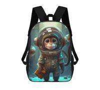 sinyumoney Monkey Astronaut in Space Suit-1 Zaino Per Bambini, Zaino Scolastico Stampato in 3D, Zaino Per Ragazzi E Ragazze, Borsa Scolastica Regolabile Per La Scuola Primaria 17inch