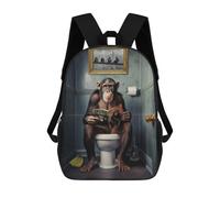 sinyumoney Monkey on The Toilet Zaini Per Bambini, Zaini Scolastici Personalizzati 3D Per Ragazzi E Ragazze, Zaini Scolastici Grandi, Zaini Casual Da Giorno 17inch