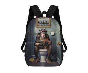 sinyumoney Monkey on The Toilet Zaini Per Bambini, Zaini Scolastici Personalizzati 3D Per Ragazzi E Ragazze, Zaini Scolastici Grandi, Zaini Casual Da Giorno 17inch