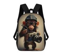 sinyumoney Monkey Photographer Zaino Scolastico Zaino Per Bambini Borsa Scolastica Di Grande Capacità Zaino Per Bambini Per La Scuola Zaino 3D Borsa Per Libri Regali Per Bambini 17inch