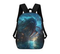 sinyumoney Monster in The City Zaino Per Bambini Zaino Divertente E Alla Moda Borsa Per Libri Per Ragazzi E Adolescenti Borse Scolastiche Stampate in 3D Per Ragazzi 17inch