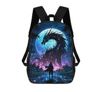 sinyumoney Moonlit Dragon Confrontation Zaino Scolastico Per Bambini, Zaino Casual Da Viaggio Per Ragazzi E Ragazze, Zaino Da Giorno Di Grande Capacità 17inch