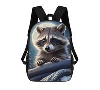 sinyumoney Moonlit Raccoon Zaini Per Bambini, Zaini Scolastici Personalizzati 3D Per Ragazzi E Ragazze, Zaini Scolastici Grandi, Zaini Casual Da Giorno 17inch
