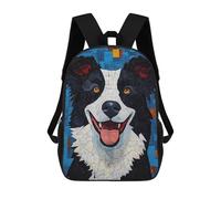sinyumoney Mosaic Border Collie Zaini Per Bambini, Zaini Scolastici Personalizzati 3D Per Ragazzi E Ragazze, Zaini Scolastici Grandi, Zaini Casual Da Giorno 17inch