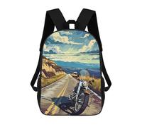 sinyumoney Motorcycle Biker Scenery Zaino Scolastico Alla Moda Per Studenti, Adatto A Ragazzi E Ragazze, Ideale Per Viaggi All'aperto E Attività Ricreative. 17inch