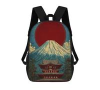 sinyumoney Mount Fuji And Temple Illustration Zaino Per Bambini, Borsa Scolastica Per Ragazzi E Adolescenti, Regalo, Zaino Da Viaggio, Zaino Scolastico, Borsa Per Libri 17inch
