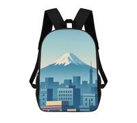 sinyumoney Mount Fuji And Tokyo Skyline Illustration Zaini Per Bambini Zaino Scolastico Borsa Scolastica Stampata in 3D Borsa Scolastica Per Ragazzi Studenti Delle Scuole Elementari E Medie 17inch