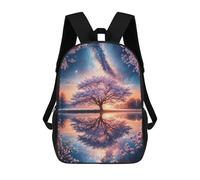 sinyumoney Mount Fuji Retro Painting Zaini Scuola Per Bambini, Borsa Scuola Alla Moda Borsa Scuola Stampa 3D Per Ragazzi Studenti Della Scuola E Del College, Starlit Sakura Sanctuary, 17"