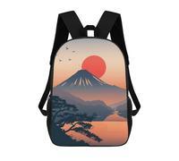 sinyumoney Mount Fuji Sunset Illustration Zaino Scolastico Zaino Per Bambini Borsa Scolastica Di Grande Capacità Zaino Per Bambini Per La Scuola Zaino 3D Borsa Per Libri Regali Per Bambini 17inch