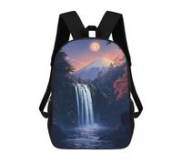 sinyumoney Mount Fuji WaterfallZaino Scolastico Per Bambini, Zaini Stampati in 3D, Zaini Alla Moda Per La Scuola Elementare E Media Per Ragazzi. 17inch