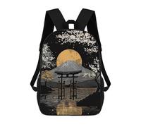 sinyumoney Mount Fuji with Torii Gate And Moon Zaino Per Bambini Borsa Scolastica Per Ragazzi Cartone Animato Stampa 3D Borsa Scolastica Per Studenti Zaino Per Laptop Per Ragazzi E Ragazze 17inch