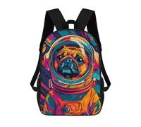 sinyumoney Mount Galaxy Zaini Per Bambini Zaino Scuola Stampato 3D Zaino Scuola Per Ragazzi Della Scuola Principale E Medio, Astronauta Pug Space Animal, 17"