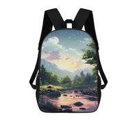 sinyumoney Mountain Cabin Scene Zaino scolastico stampato 3D per bambini, stile casual e alla moda, ideale per viaggi e studi., Stile 1, 17"