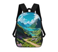 sinyumoney Mountain Valley with Path Zaini Per Bambini, Zaini Scolastici Personalizzati 3D Per Ragazzi E Ragazze, Zaini Scolastici Grandi, Zaini Casual Da Giorno 17inch