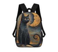 sinyumoney Mystical Black Cat Art Zaino Scolastico Per Bambini, Borsa Scolastica Stampata in 3D Per Ragazzi, Studenti Delle Scuole Elementari E Medie 17inch