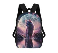sinyumoney Mystical Moonlit Cat -1 Zaino Scolastico Per Bambini, Borsa Scolastica Stampata in 3D Per Ragazzi, Studenti Delle Scuole Elementari E Medie 17inch