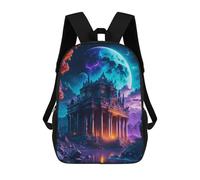 sinyumoney Mystical Night Castle Zaino Per Bambini Borsa Scolastica Per Ragazzi Cartone Animato Stampa 3D Borsa Scolastica Per Studenti Zaino Per Laptop Per Ragazzi E Ragazze 17inch