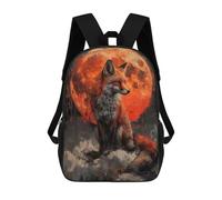 sinyumoney Mystical Orange Wolf Zaini, Zaino Per Bambini, Borsa Scolastica Per Studenti, Zaini Da Viaggio Stampati in 3D, Zaino Accessorio Moda, Zaini Impermeabili Per Bambini 17inch