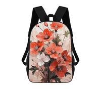 sinyumoney Mysticism Turtle Zaini scolastici per bambini, borsa scolastica stampata 3D per ragazzi, studenti delle scuole elementari e college, Fiori rossi 7, 17"