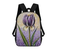 sinyumoney Mysticism Turtle Zaini scolastici per bambini, borsa scolastica stampata 3D per ragazzi, studenti delle scuole elementari e college, Viola Tulip Olio Painting, 17"